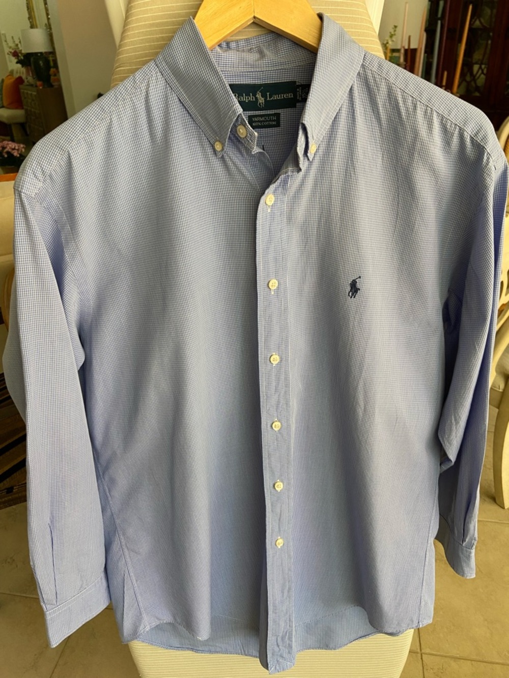 Ralph Lauren Light Blue Micro-Check Button-Down Dress Shirt